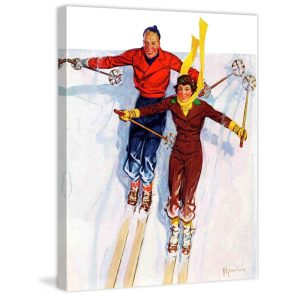 Marmont Hill Couple Downhill Skiing Print on Wrapped Canvas