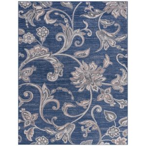 Madison Transitional 5" x 7" Navy and Cream Polypropylene Indoor Area Rug