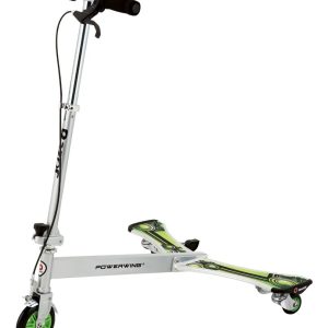 Razor PowerWing DLX Caster Scooter - Silver/Green, 3-Wheeled Drifting Ride-on for Child 6