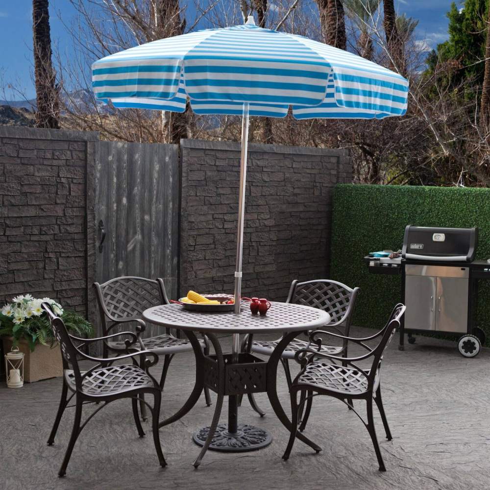 DestinationGear 6 ft. Aluminum Italian Stripe Bar Height Umbrella - Image 2