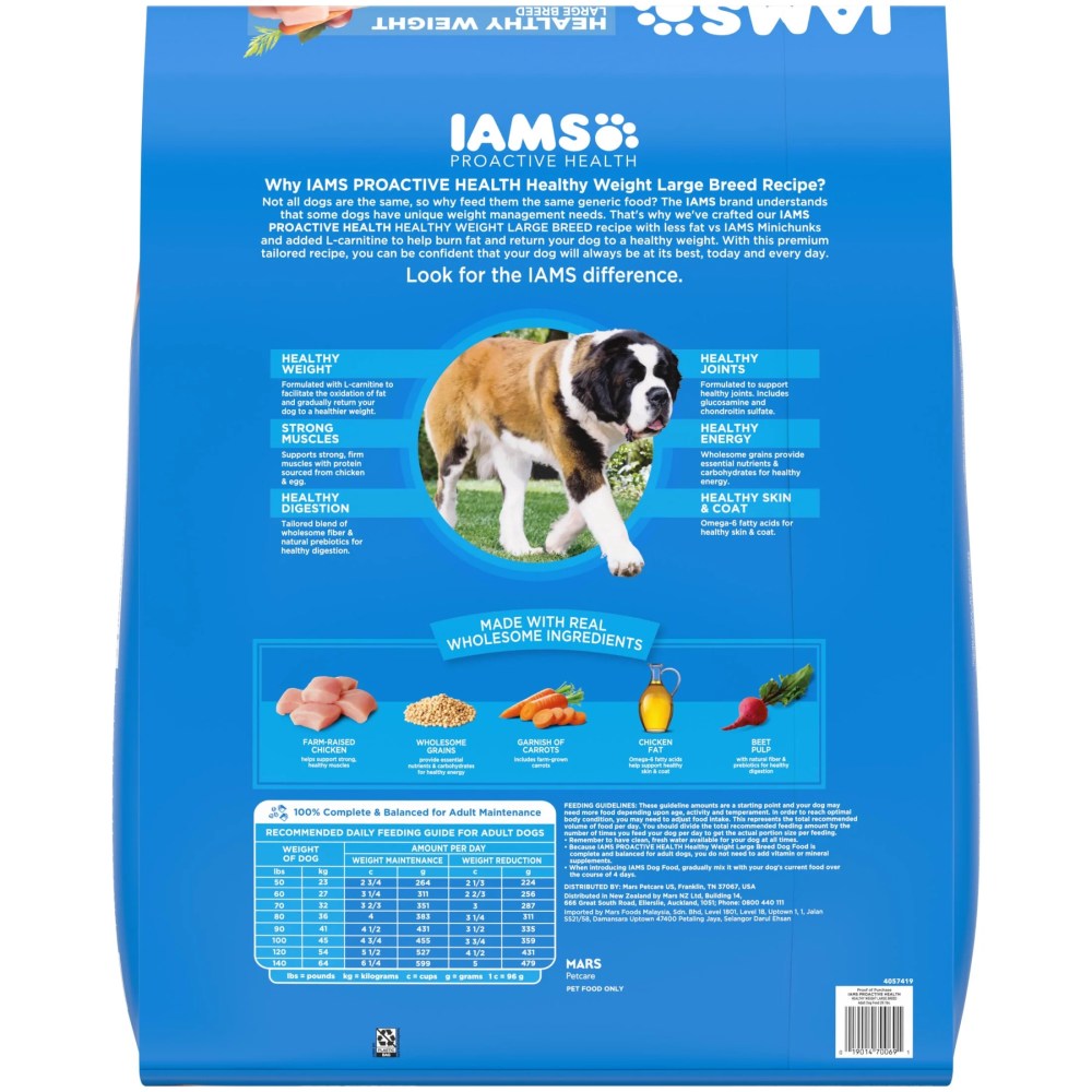 IAMS Proactive Health Dry Dog Food for Large Dogs Healthy Weight 29.1 lb Bag - Image 3