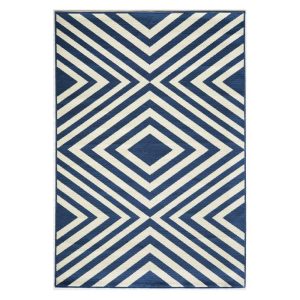 Momeni Indoor/Outdoor Geometric Modern/Contemporary Area Rugs,  Blue/White,  6'7" X 9'6"