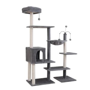 Vibrant Life 64" Multiple Level Cat Tree Tower with Condo and Hammock,  Gray