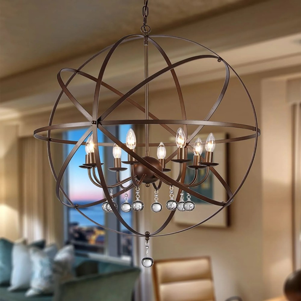 Warehouse of Tiffany Jossie 8-light Crystal 30-inch Bronze-finish Chandelier - 22" x 21" x 21" - Image 4