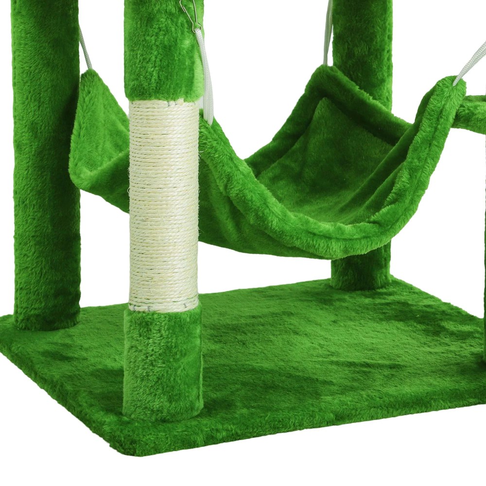 Uforic 75" Large Cat Tree Tower with Multi-Level Play Condo, Sisal Ramp, Scratching Posts & Cozy Basket Hammocks, Green - Image 4