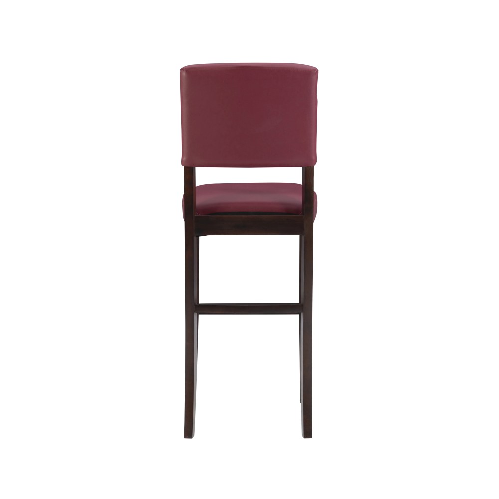 Linon Monaco Full Back Wood Bar Stool, 30" Seat Height, Espresso Finish with Dark Red Fabric - Image 8