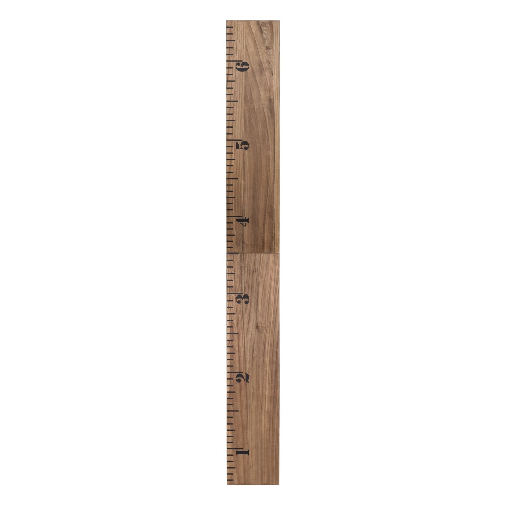 Kate and Laurel Growth Chart 6.5" Wood Wall Ruler, Rustic Brown