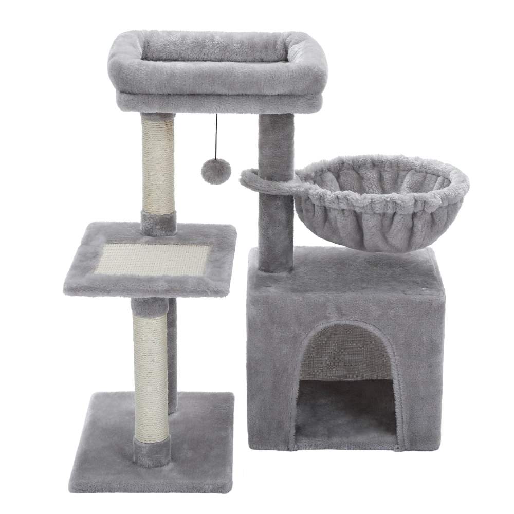Pefilos 28" Cat Tree Houses for Indoor Cats, Cat Condo for Multiple Cats, Cat Climb Holder Cat Tower, Gray