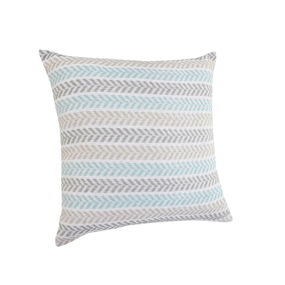 Laddha Home Designs Handwoven Chevron Striped Cotton Throw Pillow Cover - 18" - Gray and Blue - Set - Image 4
