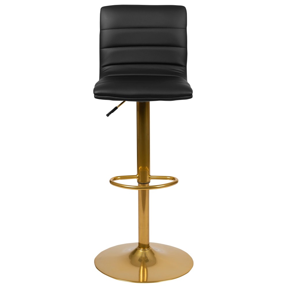 Flash Furniture Vincent Modern Black Vinyl Adjustable Bar Stool with Back, Counter Height Swivel Stool with Gold Pedestal Base, Set of 2 - Image 10