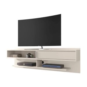 Astor 70.86 Modern Floating Entertainment Center 1.0 with Media Shelves in Off White