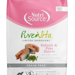 NutriSource Pure Vita Limited Ingredient Grain Free Dry Dog Food, Salmon and Peas, 25LB