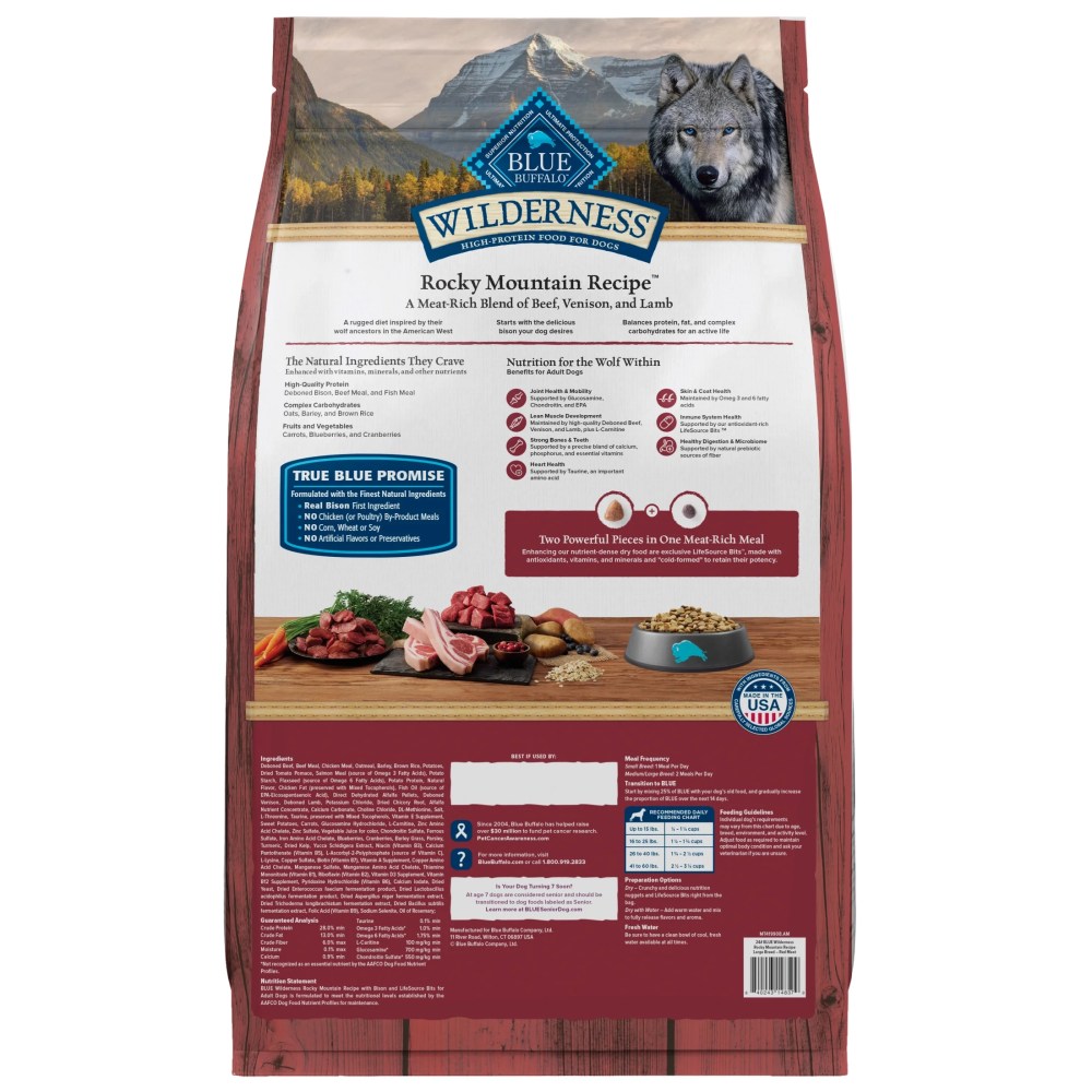 Blue Buffalo Wilderness Adult Large Breed Dry Dog Food, Red Meat & Whole Grains, 24-lbs. - Image 2