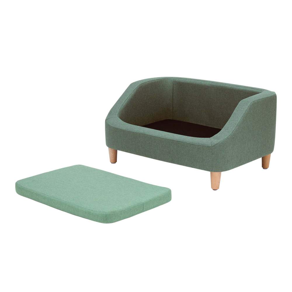 Teamson Pets Bennett Linen Sofa Dog Bed for Pets up to 66 lbs, Sea Green - Image 3