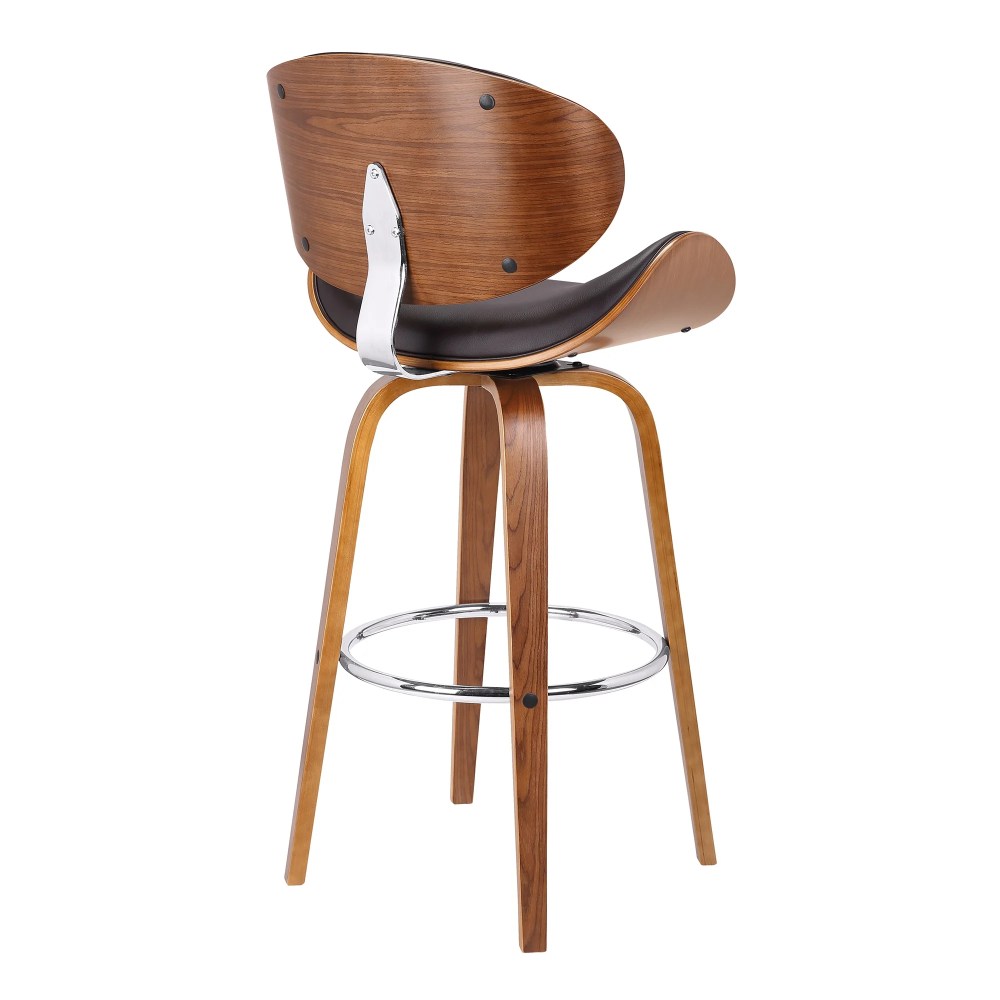 Armen Living Indoor Solstice Adjustable Black Faux Leather Swivel Barstool With Black Powder Coated Finish and Gold Accents - Image 2