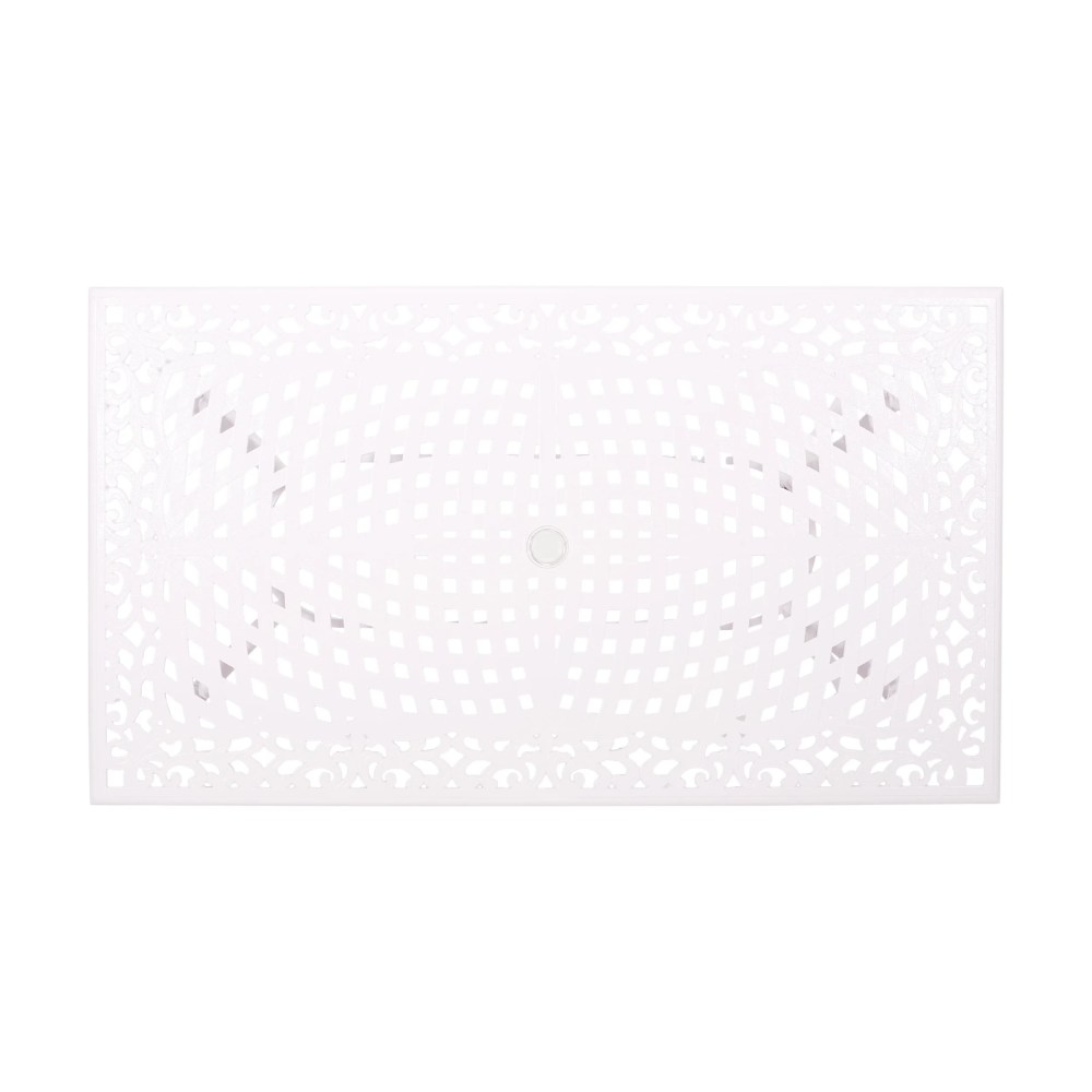 Noble House Phoenix 68" Traditional Aluminum Patio Dining Table in White - Image 5
