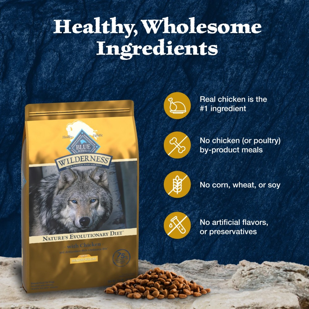 Blue Buffalo Wilderness Healthy Weight Dry Dog Food Plus Wholesome Grains, Chicken 24 lbs. - Image 4
