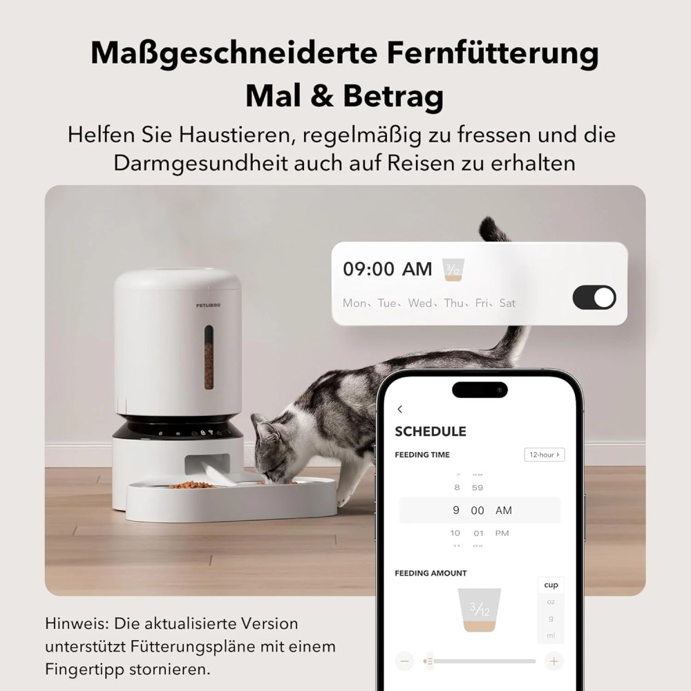 Petlibro Automatic Cat Feeder for 2 Cat, with APP Remote Feeding, 5L Timed Cat Food Dispenser, Adjustable Portions 1-10 Meals/Day, Fresh Food Storage, 10s Call, Stainless Steel Bowls - Image 2