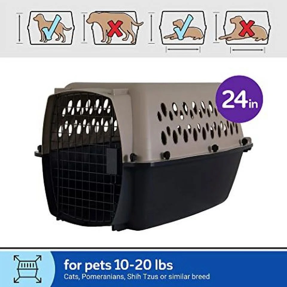Petmate Vari Small Plastic Portable Dog Kennel Airline Friendly Pet Carrier, 24" for Pets 10-20 lb, Taupe/Black - Image 4