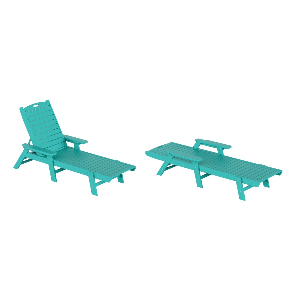 GARDEN Set of 2 Patio Outdoor Chaise Lounge Chair, Turquoise - Image 4