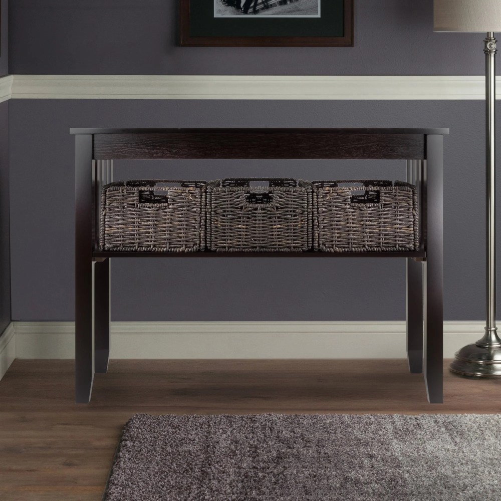 Winsome Wood Morris Console Table with 3 Storage Baskets,Espresso Finish