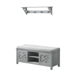 Alaterre Coventry 36"W Coat Hook with Storage Bench Hall Tree Set,Gray