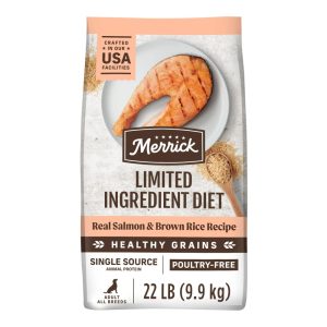 Merrick Limited Ingredient Real Salmon & Sweet Potato Dry Dog Food,  Grain Free,  22 lb Bag