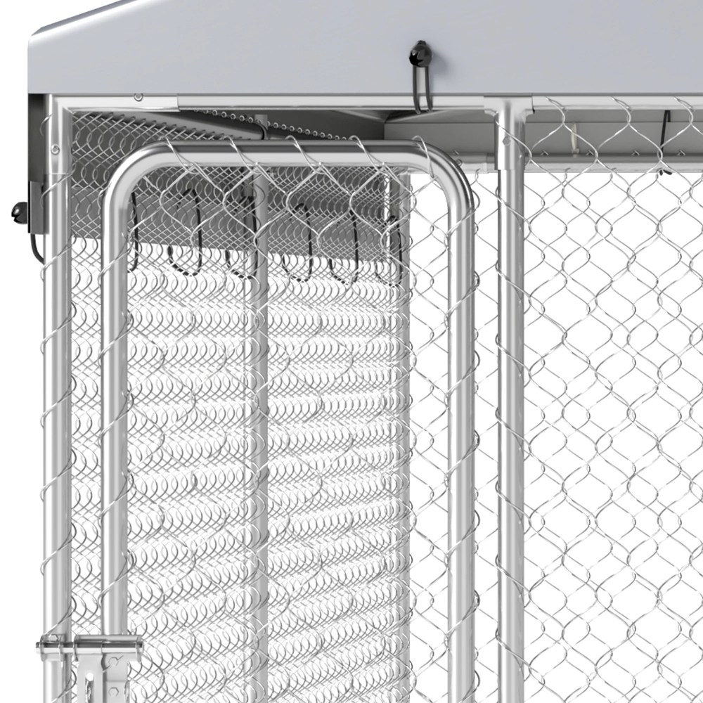 Dextrus 10'x10" Large Outdoor Dog Kennel, Outdoor Dog Enclosure with Rotating Feeder Bowls & Roof, Heavy Duty Dog Kennel for Backyard Farm - Image 7
