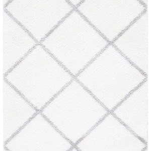 SAFAVIEH Tahoe Elwyn Trellis Shag Area Rug, 5" x 7", White/Grey
