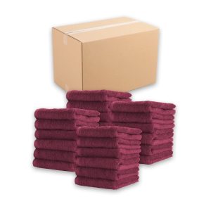 Arkwright Bleach Safe Jr. Salon Towels - 100 Ring Spun Cotton Hand Towel for Spa - (Bulk Case of 180) Burgundy