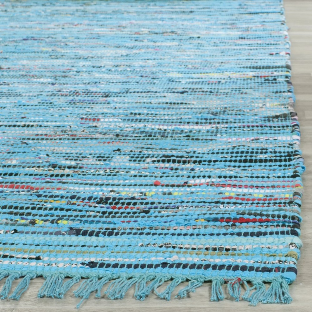 SAFAVIEH Rag Skylar Striped Cotton Area Rug, Turquoise/Multi, 8" x 10" - Image 2