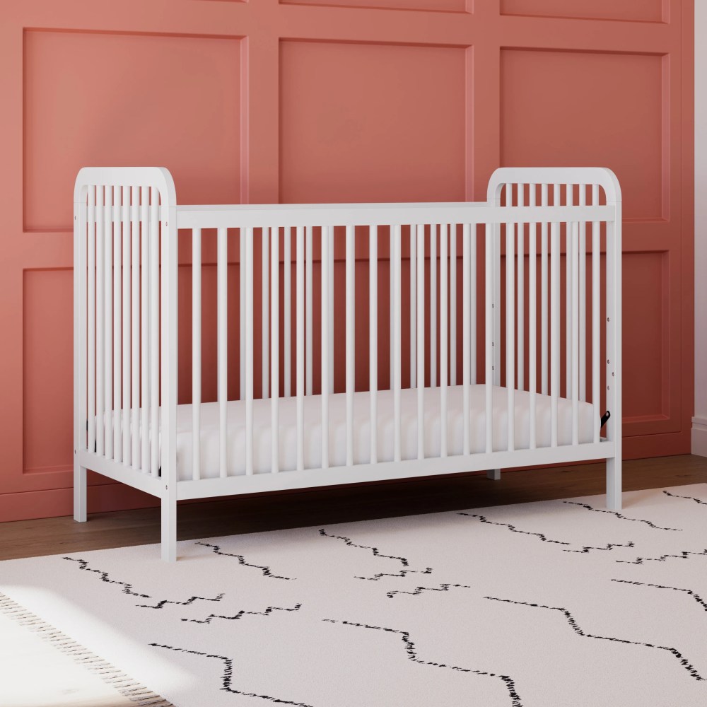 Storkcraft Pasadena 3-in-1 Convertible Baby Crib-GREENGUARD Gold Certified, 100 Solid Wood, Fits Standard Crib Mattress, Converts to Toddler Bed and Daybed, 4 Mattress Heights , White