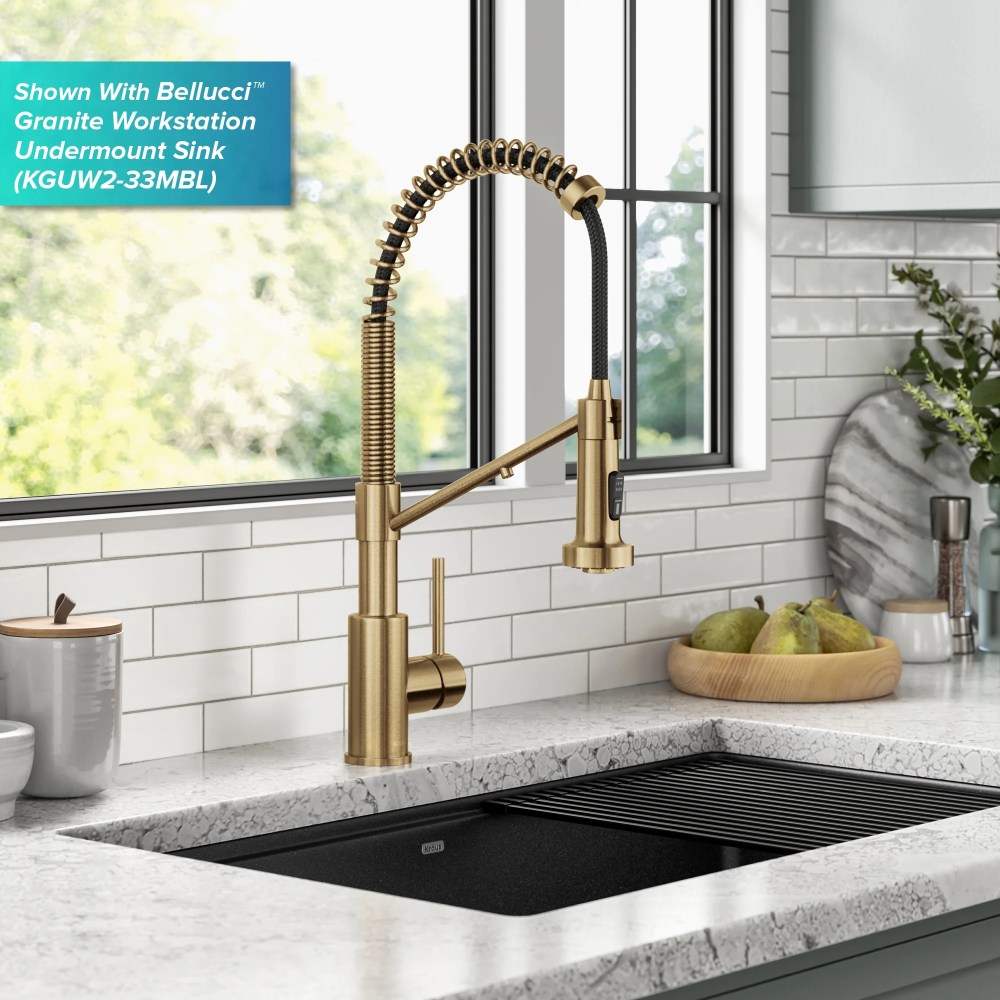 KRAUS Bolden 2-in-1 Commercial Style Pull Down Single Handle Water Filter Kitchen Faucet for Reverse Osmosis or Water Filtration System in Spot-Free Brushed Brass - Image 5