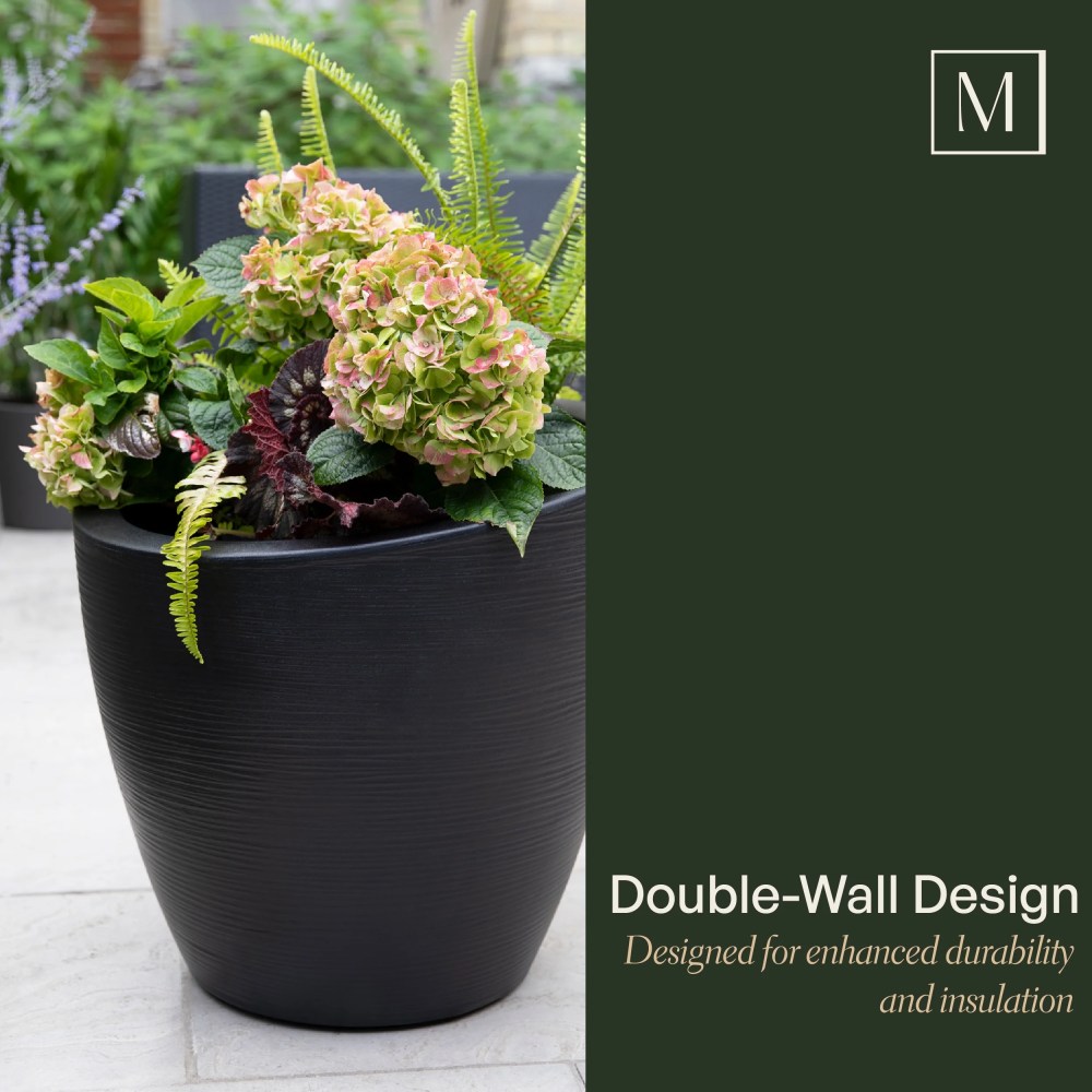Mayne Modesto 20" x 20" x 20" Round Espresso Plastic Planter - Image 4