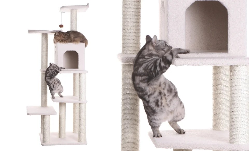 Armarkat 68-in Cat Tree & Condo Scratching Post Tower, Ivory - Image 2