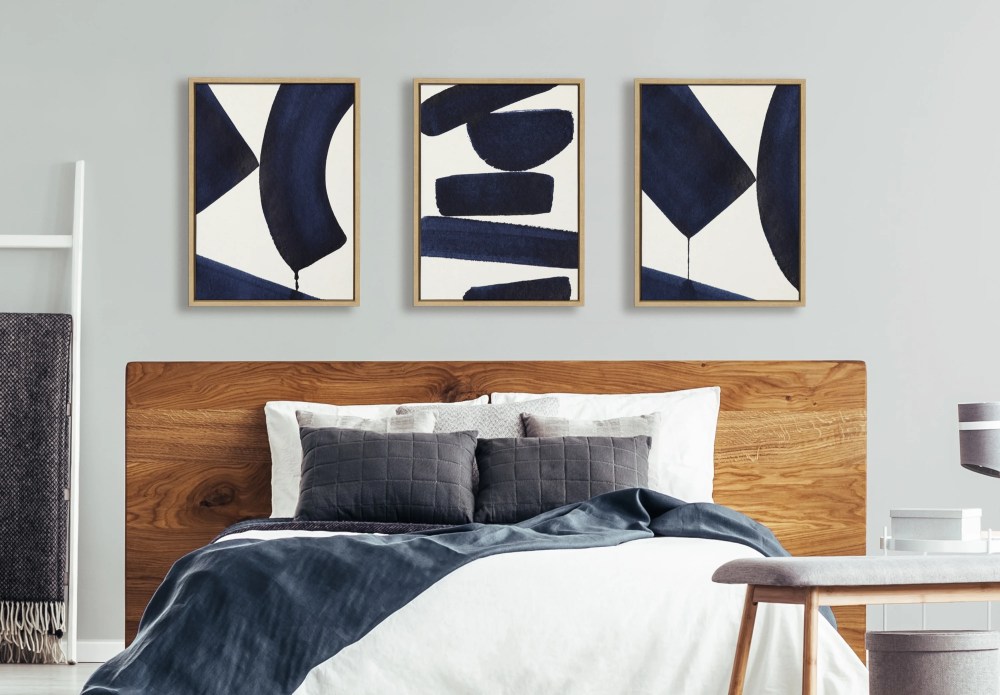 Sylvie Japandi Linen Textured 18 in x 24 in Framed Painting Canvas Art Prints, by Kate and Laurel Set of 3 - Image 4
