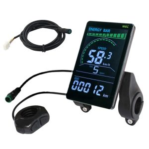 YAAQII for Electric Bike TFT Display 3.6 Inch Colorful Screen M6C LCD Panel for Ebike Scooter Bicycle 24V-60V without 5Pin Waterproof Connector Battery Indicator Headlight PAS Level