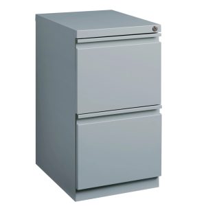 Hirsh 20" Deep Mobile Pedestal File Cabinet 2 Drawer File-File, Letter Width, Platinum