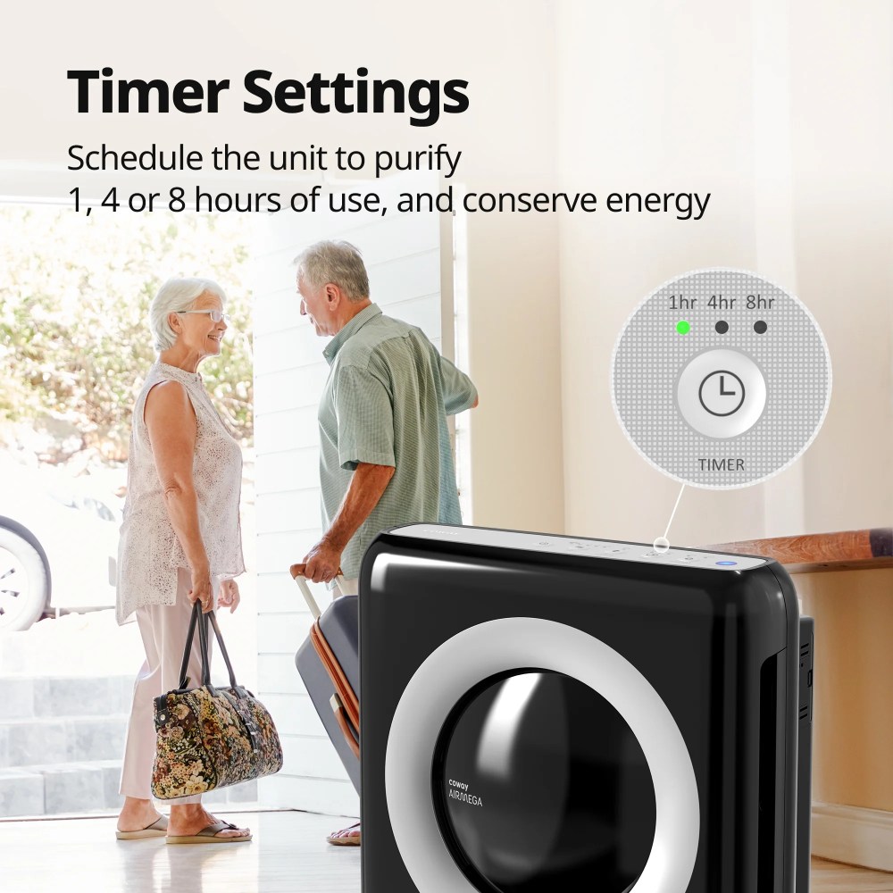 Coway Air Purifier Airmega AP-1512HH(Black) True HEPA Air Purifier with 361 Sq. Ft. Coverage, Auto&Eco Mode, Air Quality & Filter Replacement Indicator - Image 3