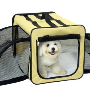 Pet Life  'Capacious' Dual-Sided Expandable Spacious Wire Folding Collapsible Lightweight Pet Dog Crate Carrier House