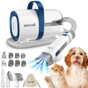 Oneisall LM3 Dog Grooming Vacuum,  8-in-1 Dog Grooming Kit,  11000Pa Super Suction Dog Hair Vacuum for Shedding Dogs Cats Hair,  Blue