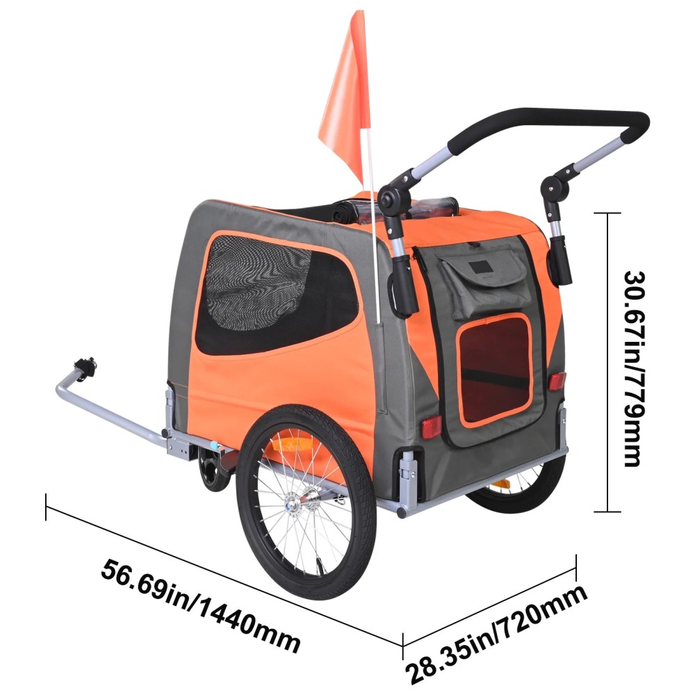 SKYSHALO Pet Bicycle Trailer & Stroller for Dogs and Cats, Multicolor - Image 9