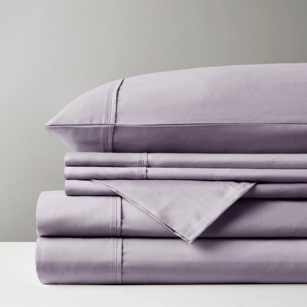 Madison Park 7-Piece 800 Thread Count Cotton Blend Sateen Sheet Set, Split King - Purple - Image 5