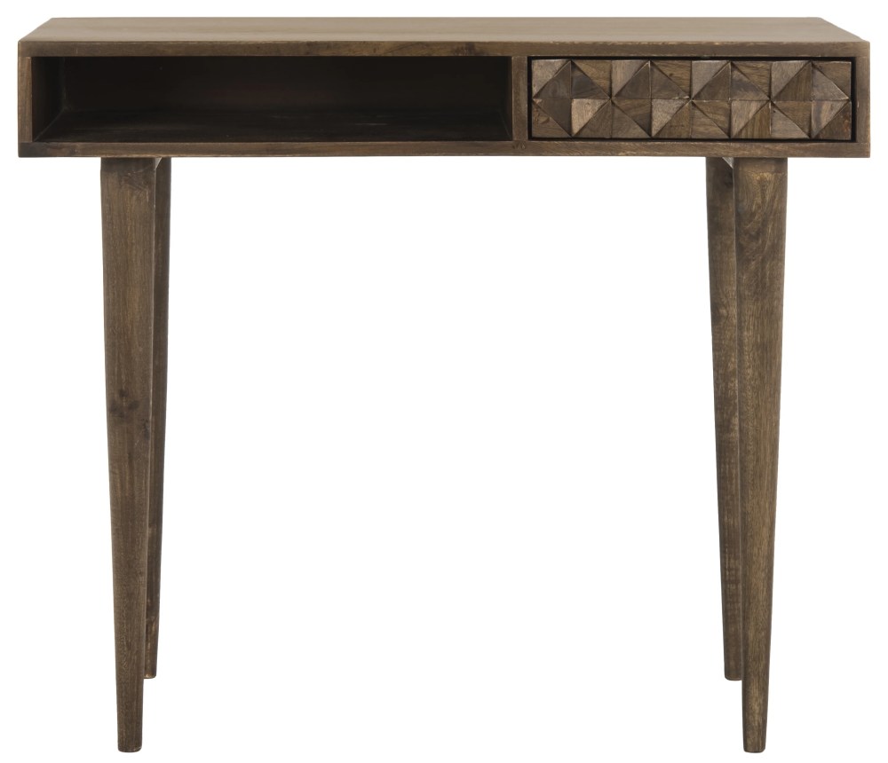 SAFAVIEH Zinnia Modern w/ Drawer Writing Desk, Walnut - Image 7