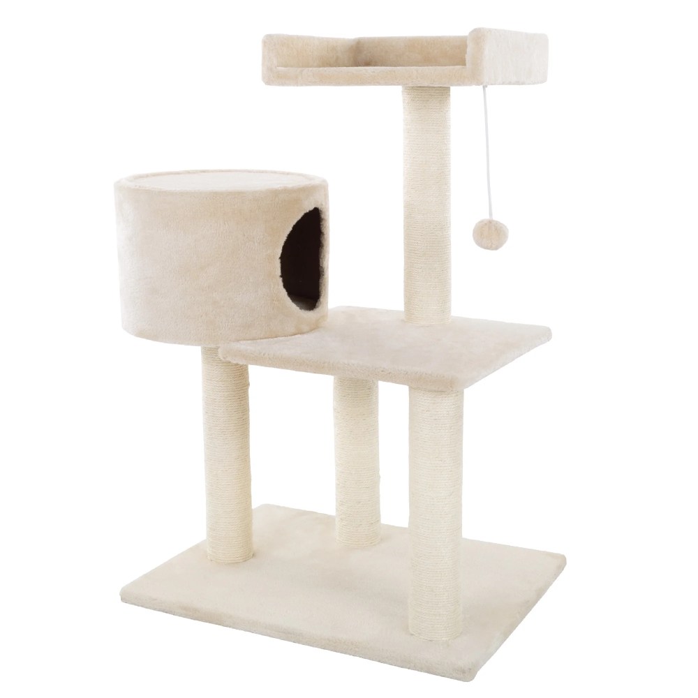 3 Tier Cat Tree- Plush Multi Level Cat Tower with Scratching Posts Perch Style Bed Cat Condo and Hanging Toy for Cats and Kittens By PETMAKER (31) - Image 4