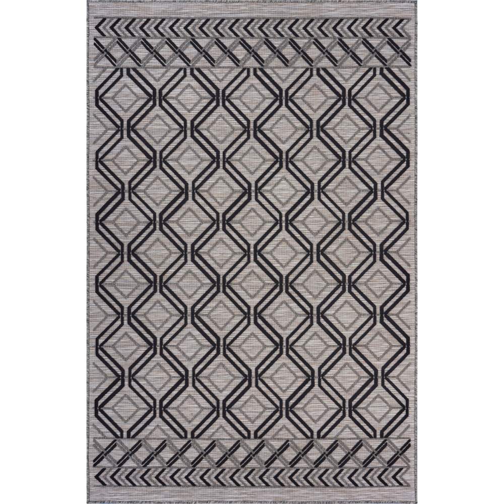 LR Home Reese 5" x 7", Black/Gray Diamond Fade, Stain, and Moisture Resistant Indoor/Outdoor Area Rug - Image 2