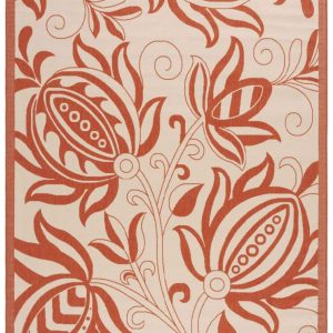 Safavieh Courtyard Crystal Floral Indoor/Outdoor Area Rug,  Natural/Terracotta,  9" x 12"