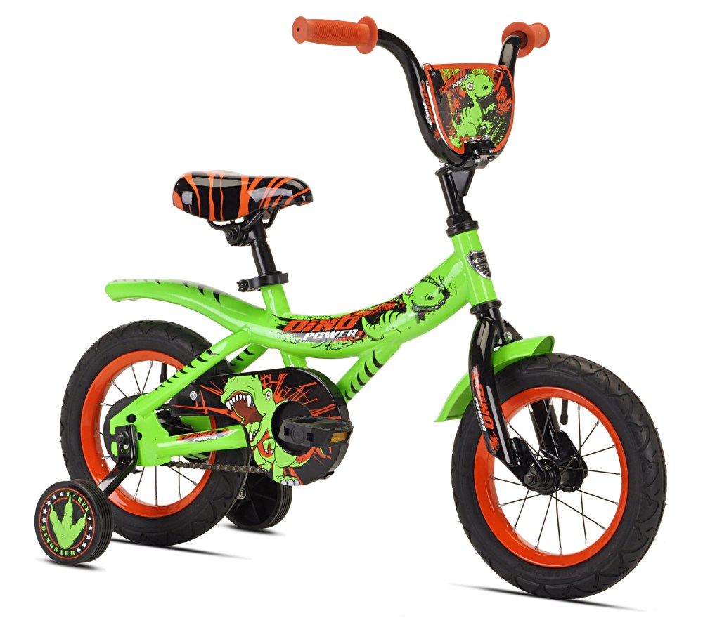 12" Kent Dino Power Training Wheel Bicycle, Fits Rider 2" - 3'2", Green, Toddler/Child, Unisex