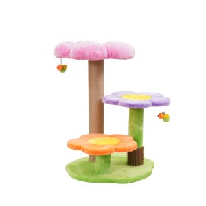 Vibrant Life 4-Level 26" Floral Style Cat Tree with Perches,  Scratching Post,  Multi Color