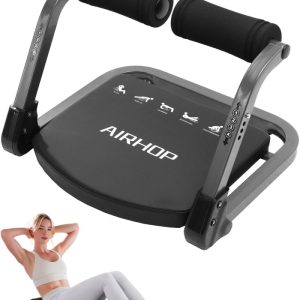AIRHOP Ab Machine for Stomach Workout, Sit up Exercise Equipment with 4-Speed Adjustable and Automatic Rebound, Home Gym Abdominal Exercise for All Ages